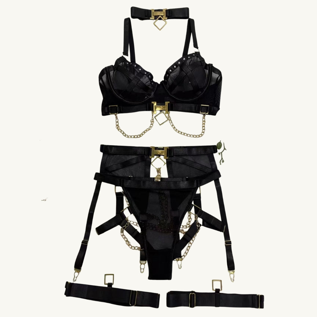 Luxury Metal Chain Two-Piece Lingerie Set